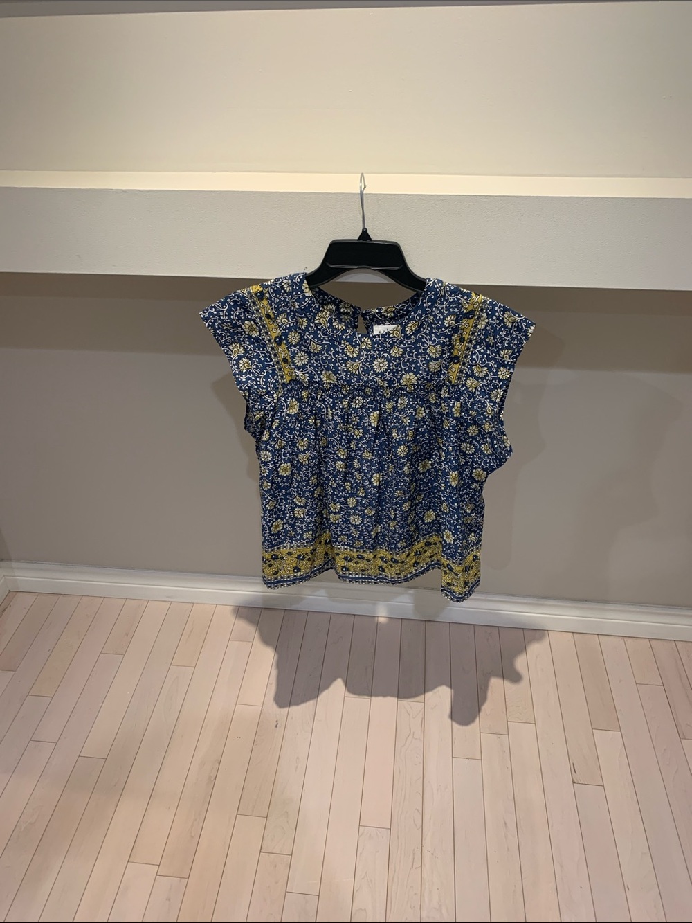 Velvet by Graham & Spencer Navy and Yellow Floral Blouse